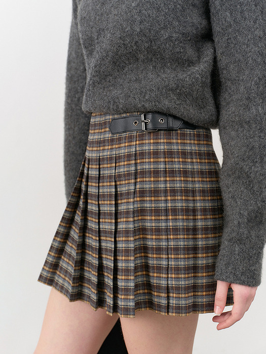 PLEATS MINI CHECK SKIRT NAVY CHECK_UDSK4C204N2