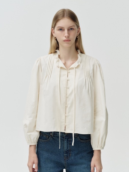 frill string blouse - ivory