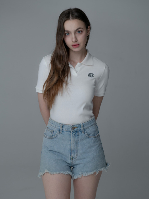 CLOVER KARA BUTTON TSHIRT_WHITE