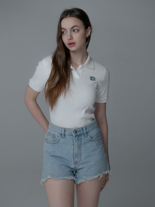 CLOVER KARA BUTTON TSHIRT_WHITE