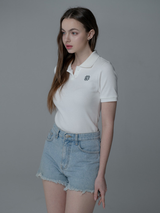 CLOVER KARA BUTTON TSHIRT_WHITE