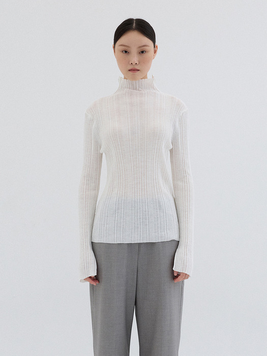 HIGH NECK RIB KINT TOP_OFF WHITE