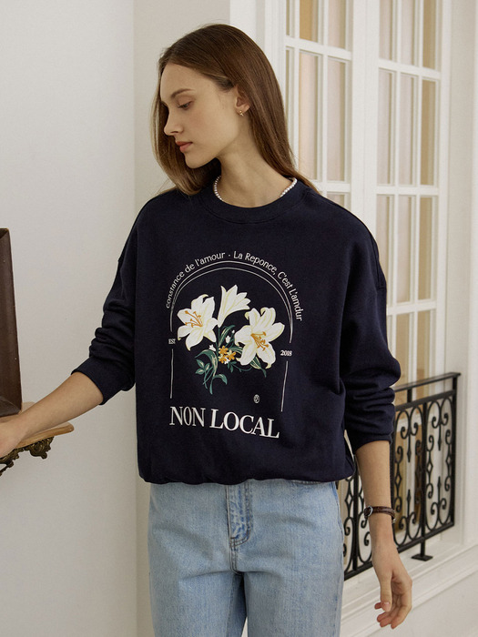 Glasshouse Lily Print Sweatshirt - Navy