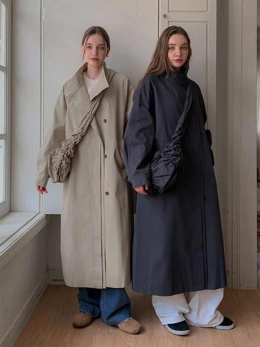 Classic Single Button Long Trench Coat (2colors) VCOAT_013