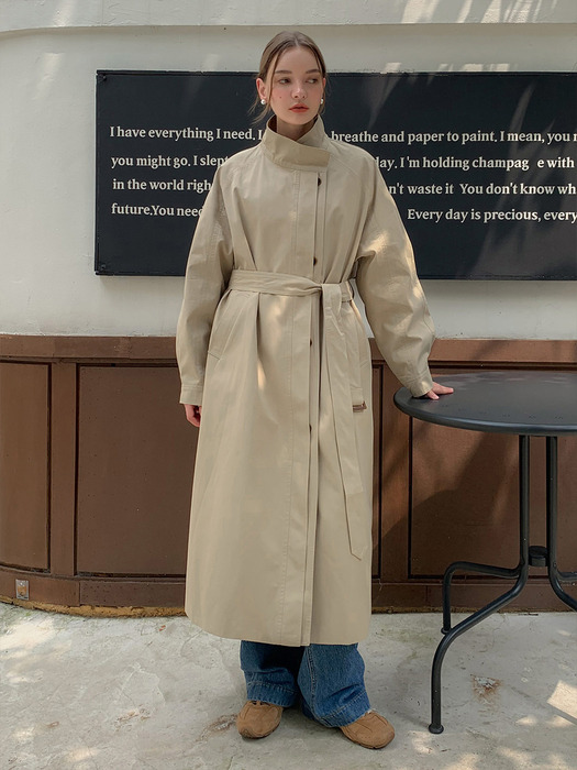 Classic Single Button Long Trench Coat (2colors) VCOAT_013