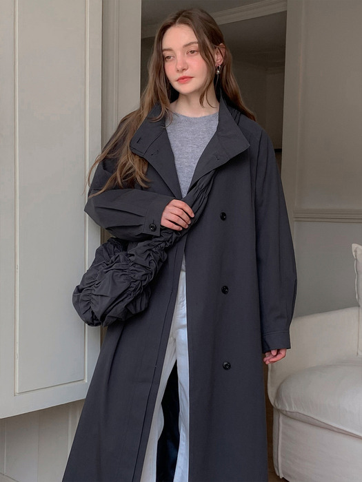 Classic Single Button Long Trench Coat (2colors) VCOAT_013