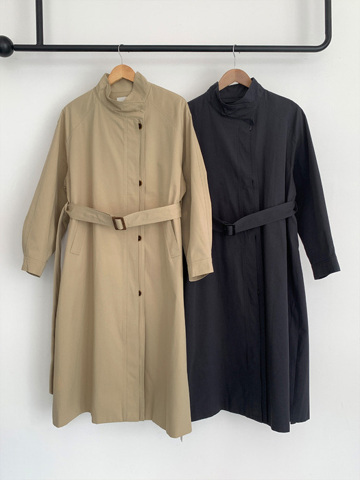 Classic Single Button Long Trench Coat (2colors) VCOAT_013