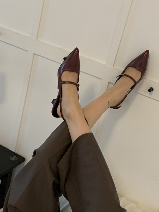 me2409 retro strap stiletto slingback pumps 레트로 스틸레토 슬링백 펌프스 - wine