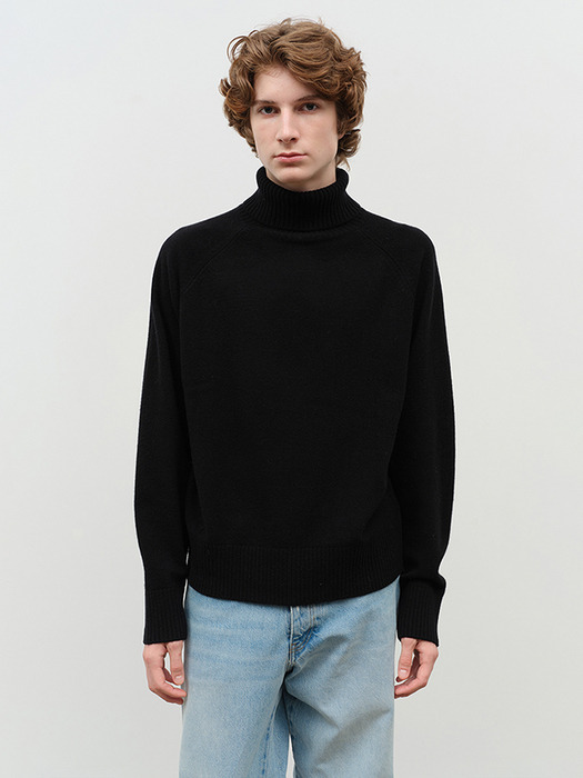 UNISEX ESSENTIAL WOOL TURTLENECK SWEATER BLACK_M_UDSW4D124BK