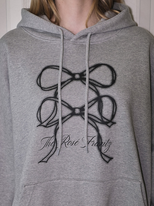 Overlap Ribbon Hoodie [Gray]