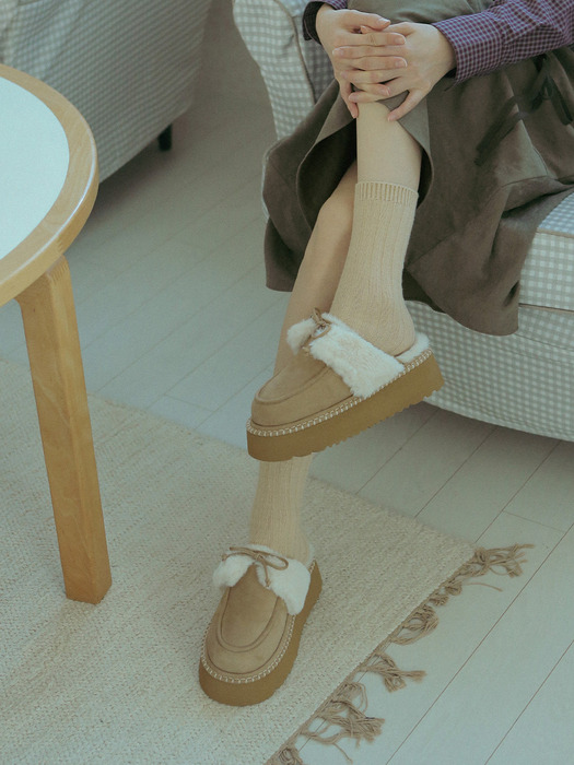 [리퍼브]rfb7089 Platform ribbon fur slipper _ 2colors