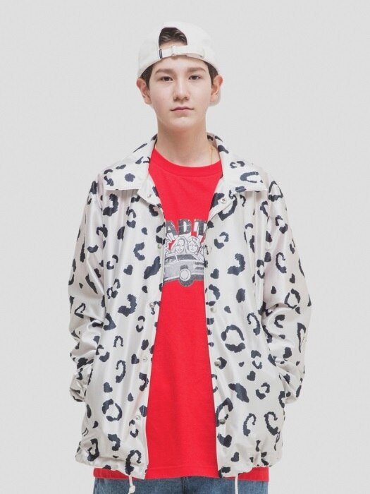 LEOPARD COACH JACKET (IVORY)