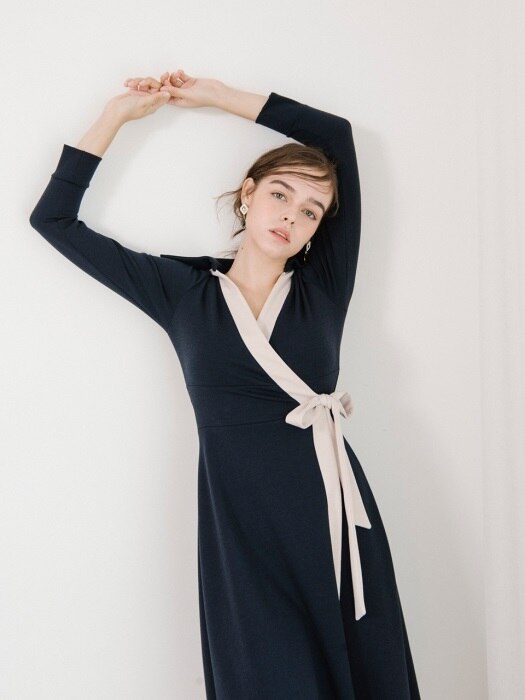 Midi Wrap Dress_Navy