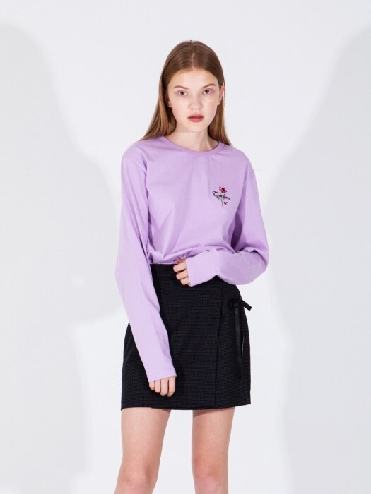 ROSE EMBROIDERY LONG SLEEVE TEE [LAVENDER]