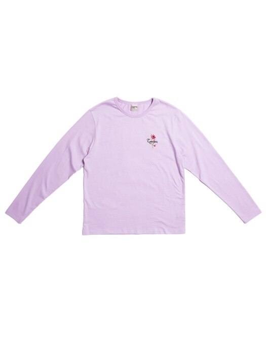ROSE EMBROIDERY LONG SLEEVE TEE [LAVENDER]