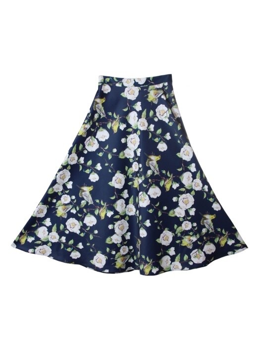 UWS-FS04 camellia flare maxi skirt[navy]