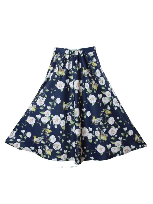 UWS-FS04 camellia flare maxi skirt[navy]
