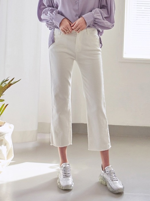 COTTON CUTTING STRAIGHT PANTS_IVORY