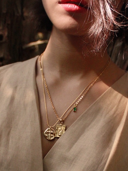 Pebble cross necklace (2color)