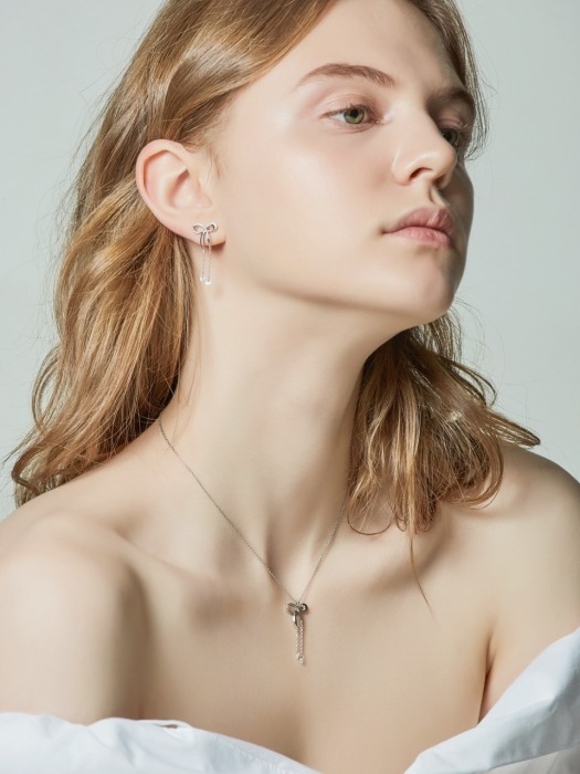NM9208 Ribbon chain ```drop``` necklace