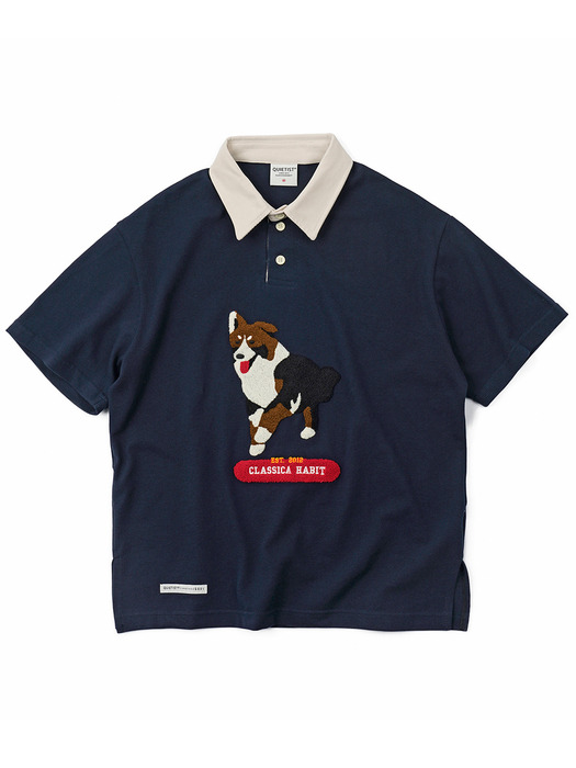 Border Collie Rugby Collar-Tee (navy)