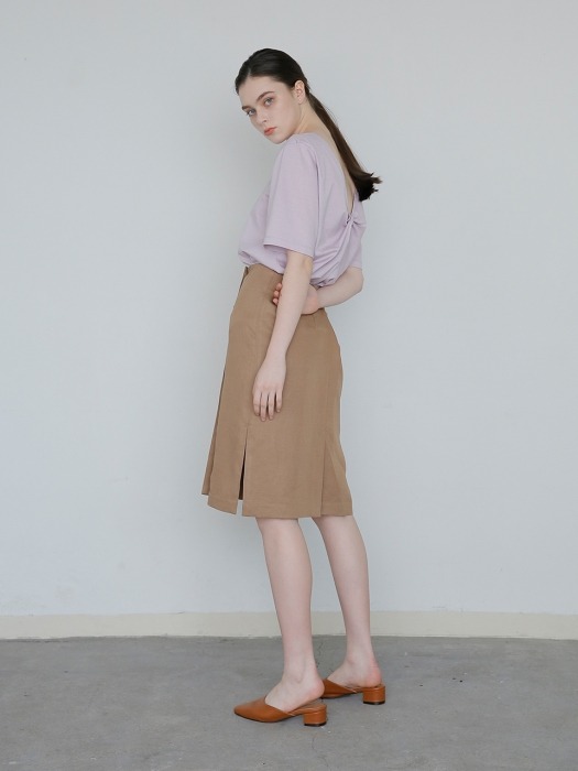 DOUBLE BUTTON SKIRT BROWN