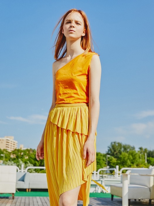 Multi Layer Pleats Skirts_Yellow