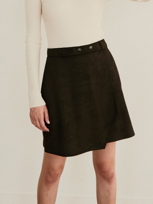 monts 961 suede wrap skirt (dark brown)