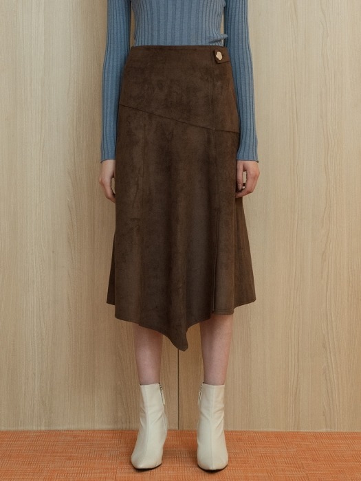 comos221 suede flared skirt (brown)