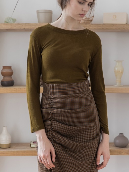Front Shirring Skirt_Check