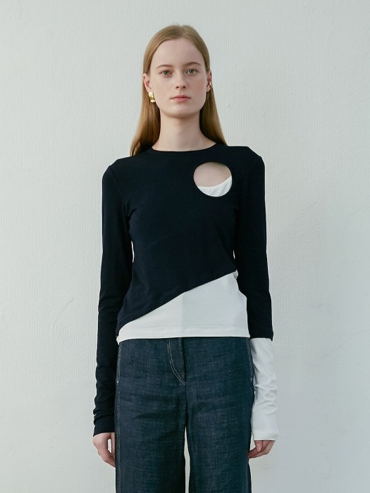 Layered Slim Fit Top(NavyBlue)