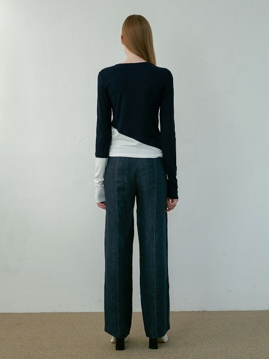 Layered Slim Fit Top(NavyBlue)