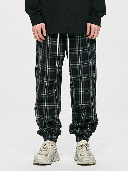 Check Jogger Pants - Black