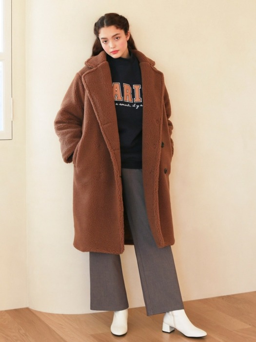 LH TEDDY BEAR BUTTON COAT(BROWN)