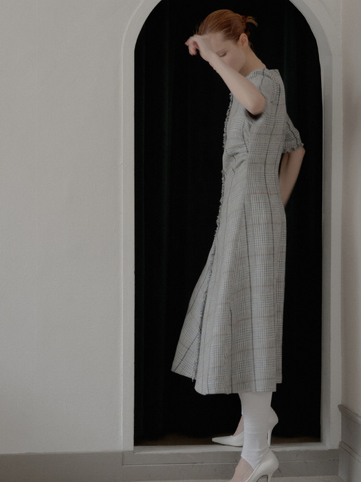 [Premium] Tweed Shirring Dress