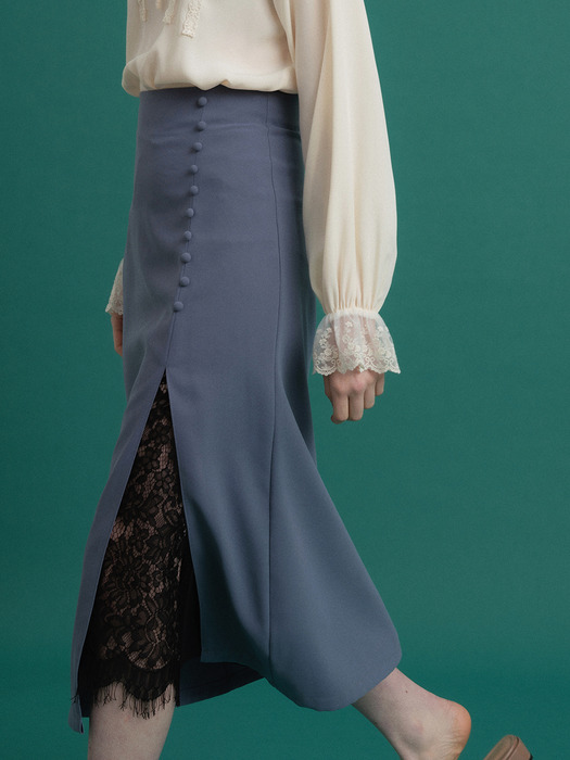 monts 1051 lace detail long skirt (dark blue) 