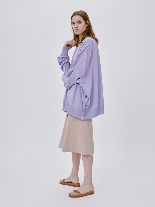 BUTTONED FRONT KNIT SWEATER (LAVENDER)