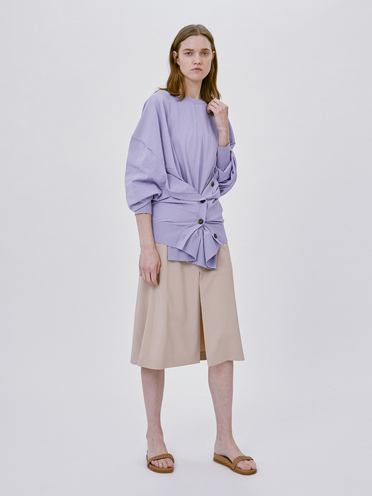 BUTTONED FRONT KNIT SWEATER (LAVENDER)