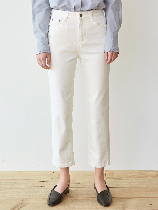 SEMI WIDE LINE COTTON PANTS_IVORY