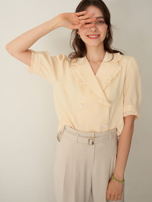 monts 1107 double button blouse (lemon)