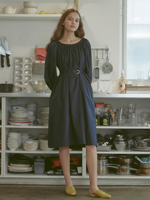 Bubble Belted Dress_Navy