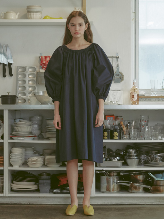 Bubble Belted Dress_Navy