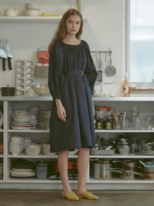 Bubble Belted Dress_Navy