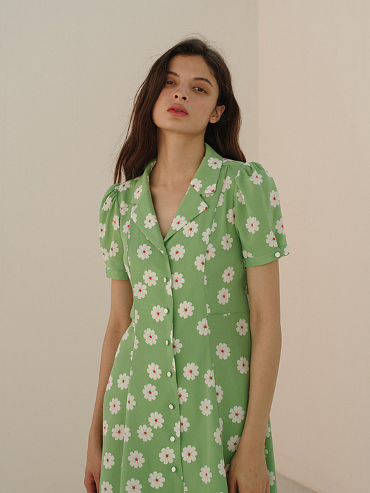 GREEN MARTHA FLOWER PRINTED DRESS (그린 마사 플라워 프린트 원피스)