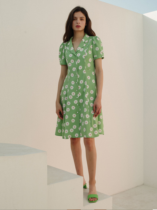 GREEN MARTHA FLOWER PRINTED DRESS (그린 마사 플라워 프린트 원피스)
