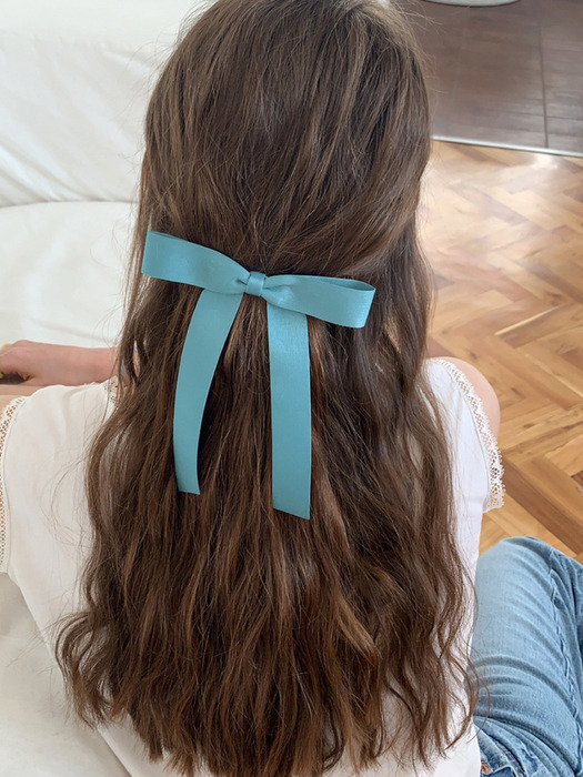 romantic ribbon hair pin (MINT SKY)
