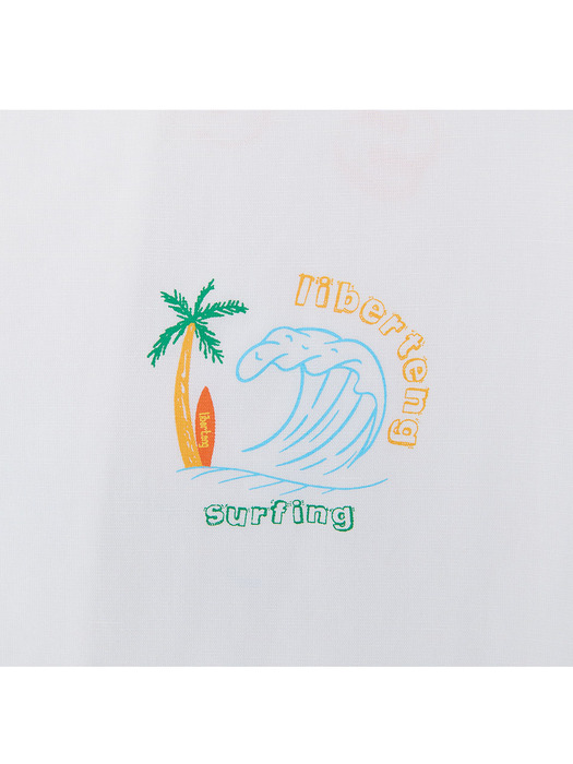 서퍼 로고 하와이안 반팔셔츠 화이트