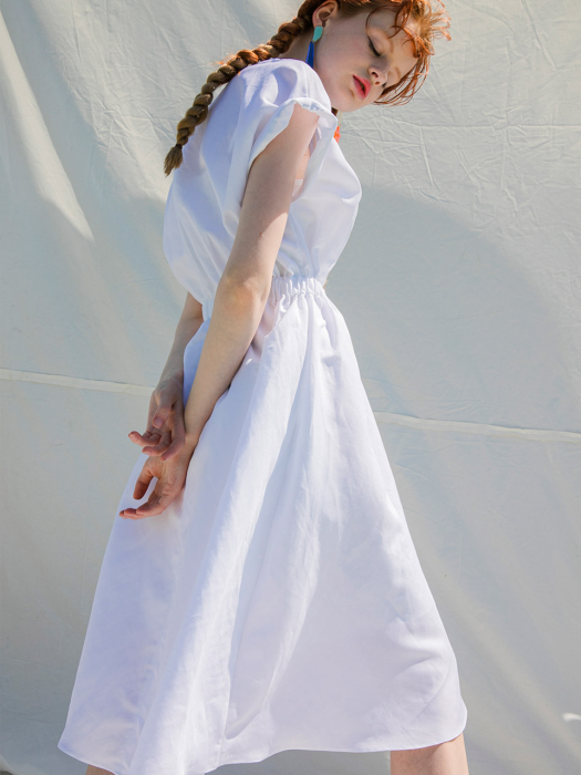 New Lady Linen Dress_White