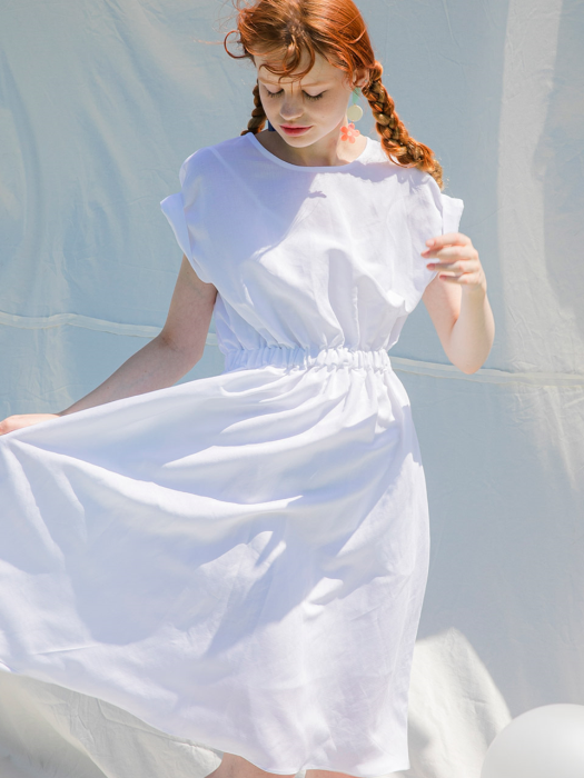 New Lady Linen Dress_White