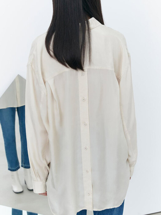 Back Button Silky Shirts (2color)
